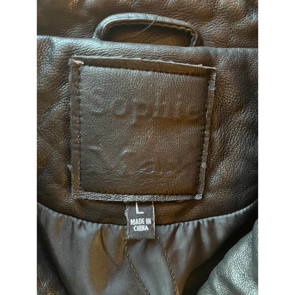 NWT! Sophie Max Women's Black Faux Leather Biker Punk Rock Vest Size Large - Picture 7 of 9